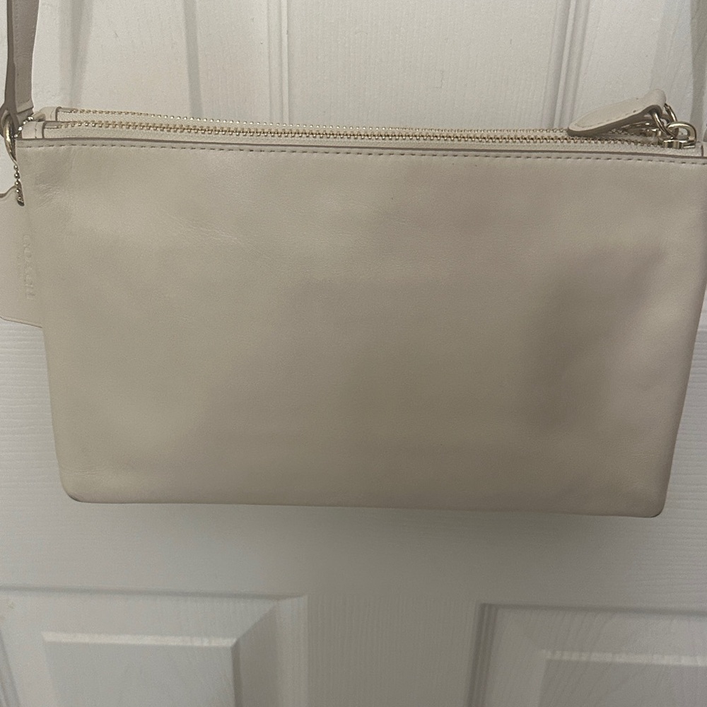 Coach Ivory/Cream Double Zip Leather Crossbody Bag - Picture 7 of 16